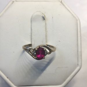 10K yellow gold diamonds ruby ring